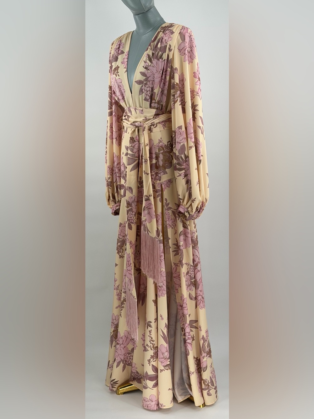 🆕 BRONX & BANCO 🧿 NWOT Magnolia Carmen Belted Fringe Gown, Blush - Sz XS US 2 - Picture 10 of 15